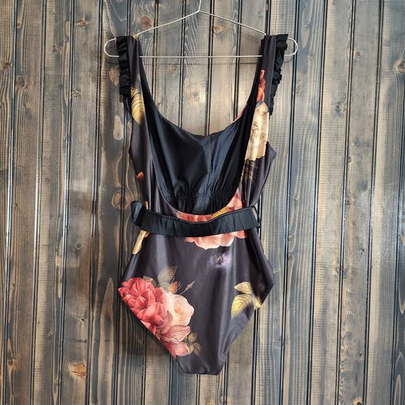 Agua Bendita Nicolette Shade Black Floral One Piece Swimsuit Size XL - Picture 5 of 15